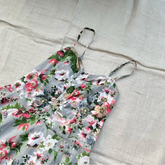 Grey Floral Skater Dress - Picture 4 of 9